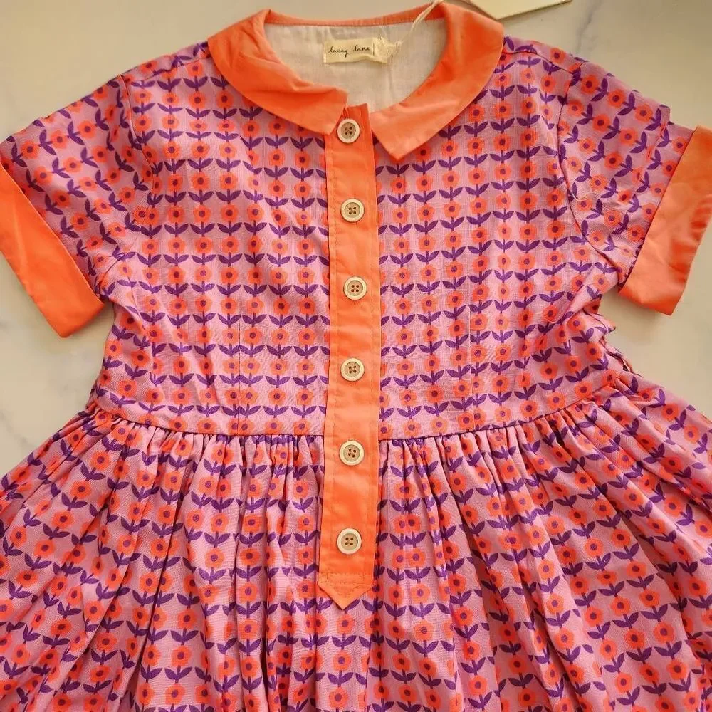 Lacey Lane size 7 hopscotch Peggy Sue dress oranhe purple retro 60s - 70s style